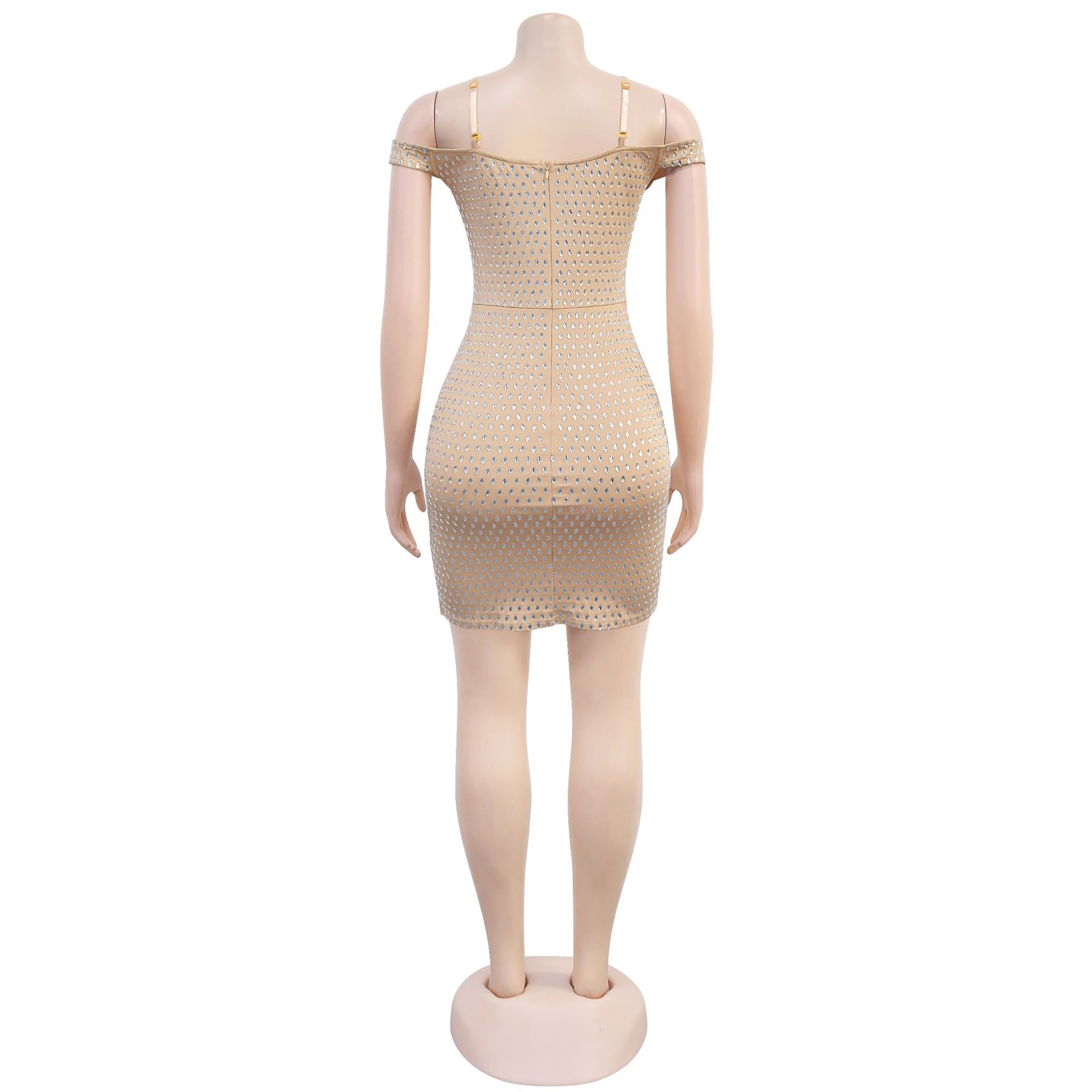 Women Sexy Suspender Beaded Dress