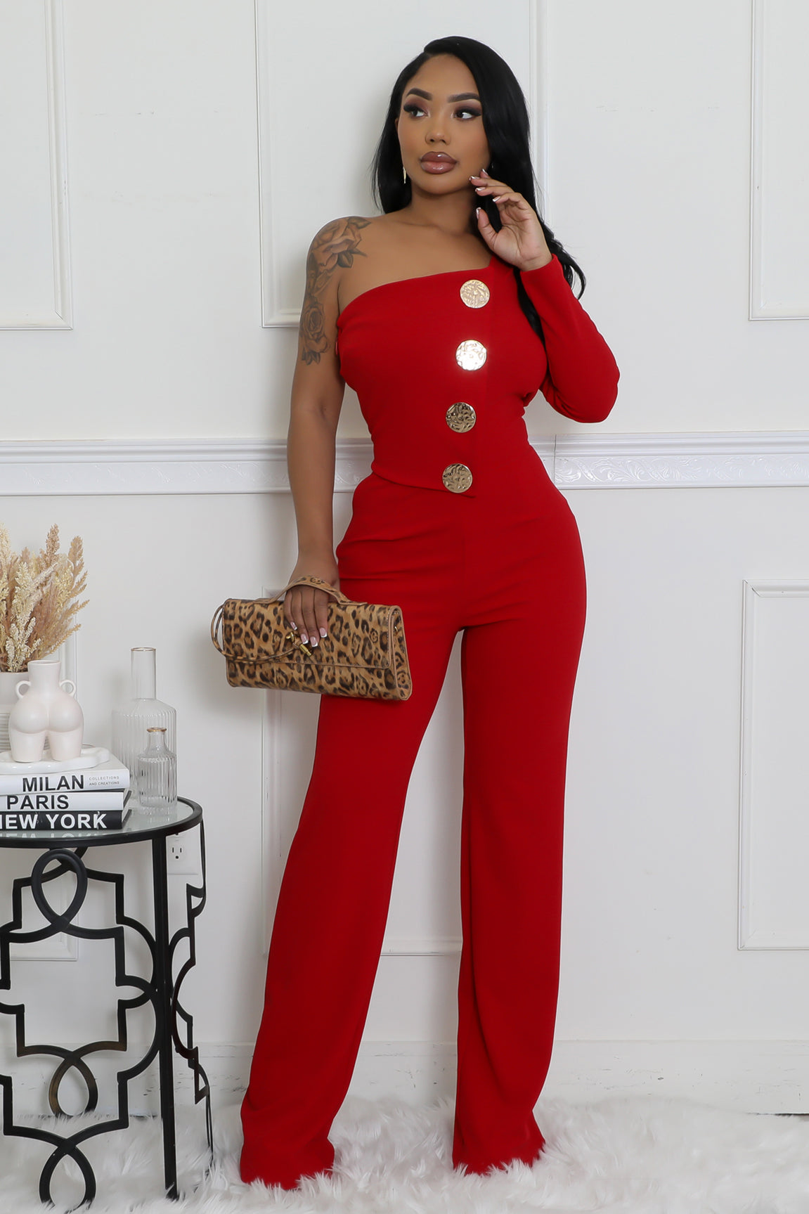 Women Sexy One Shoulder Long Sleeve Jumpsuits