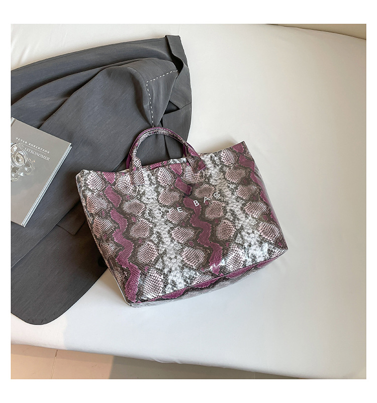 Women Trendy Tote Spring Handbag Snakeskin Shoulder Bag