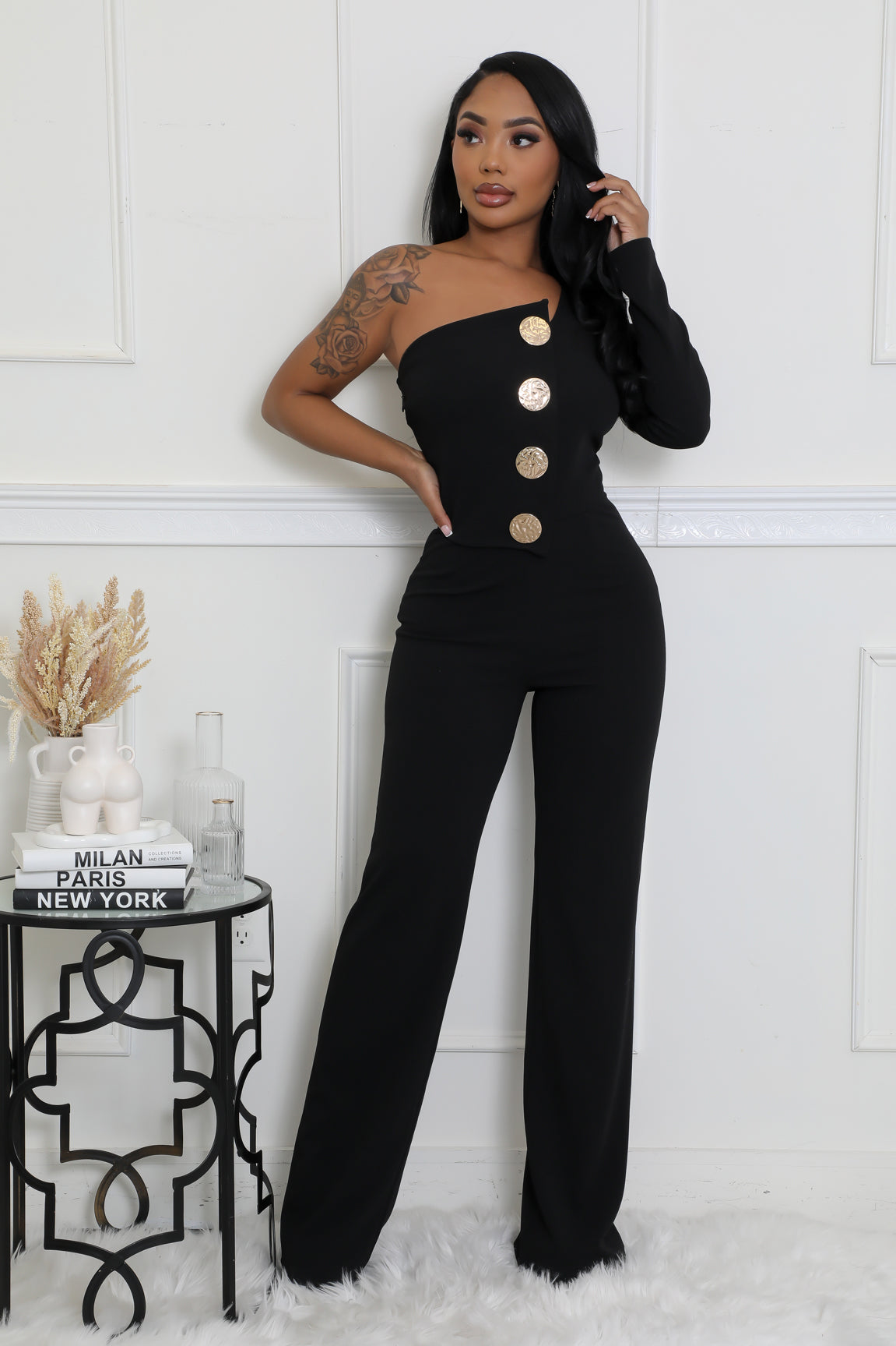 Women Sexy One Shoulder Long Sleeve Jumpsuits
