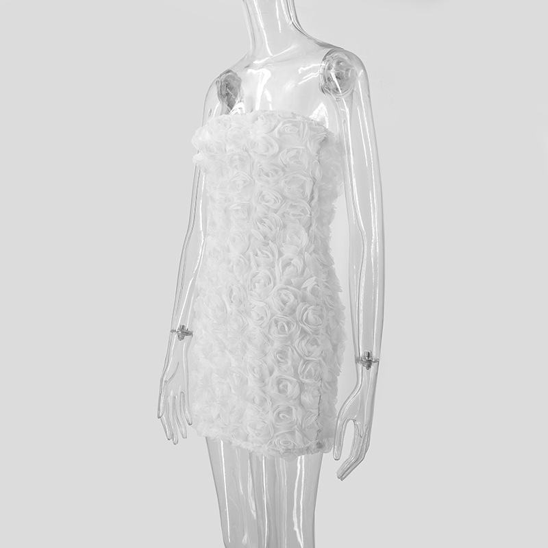 Women Sexy Floral Strapless Bodycon Dress