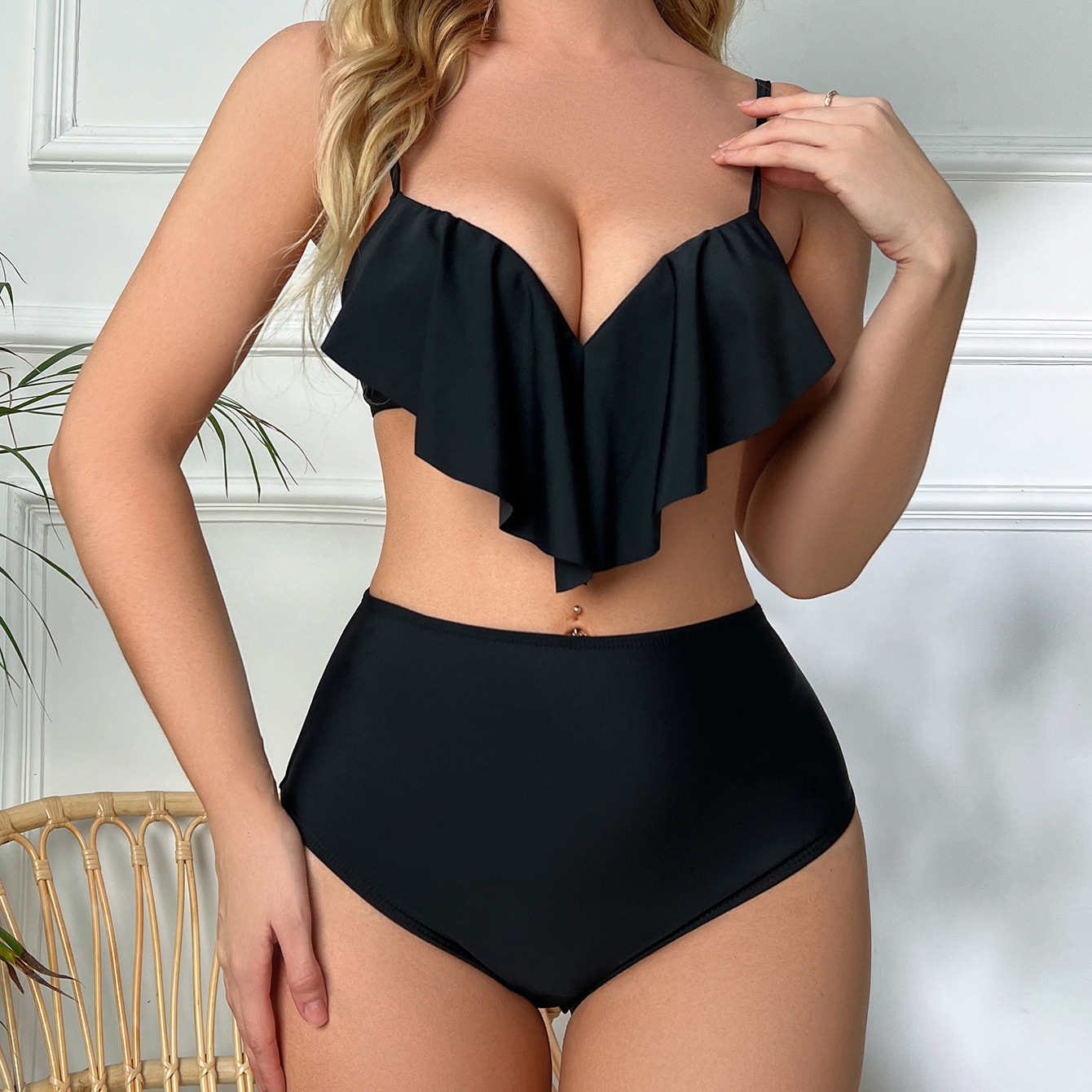 Sexy Bikini High-Waist Two-Piece Ruffle Swimsuit