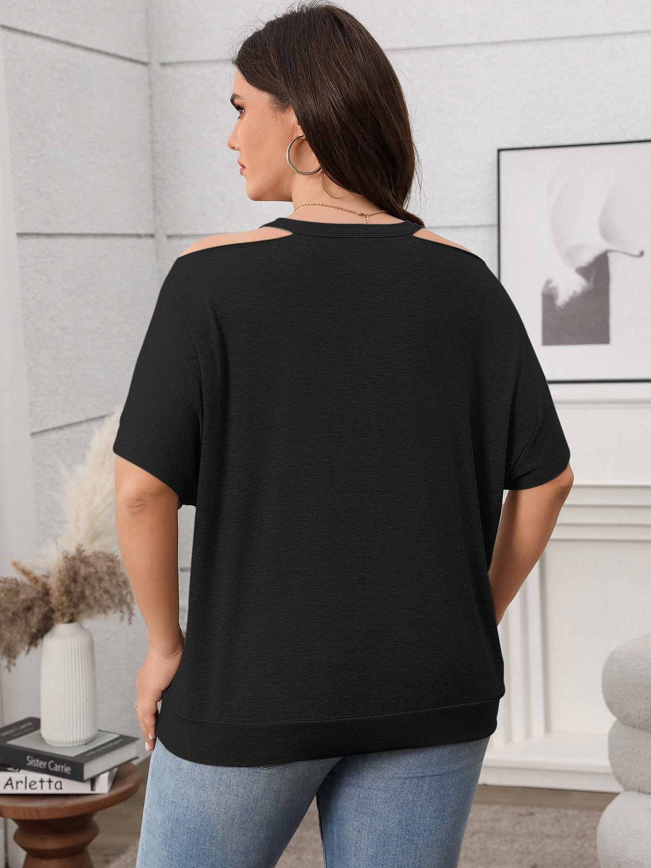 Spring Casual Plus Size Women's Short-Sleeve Off-Shoulder Top