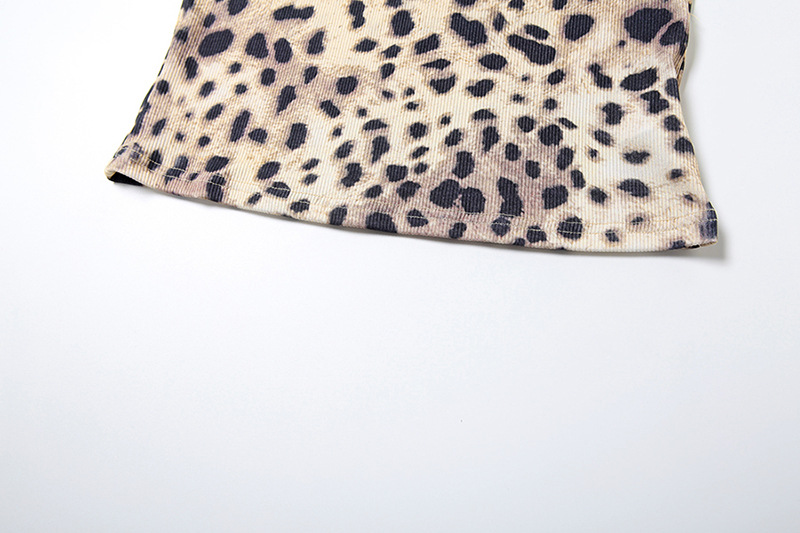 Women's Spring Leopard Print Slim Fitted Camisole and Casual Shorts Set