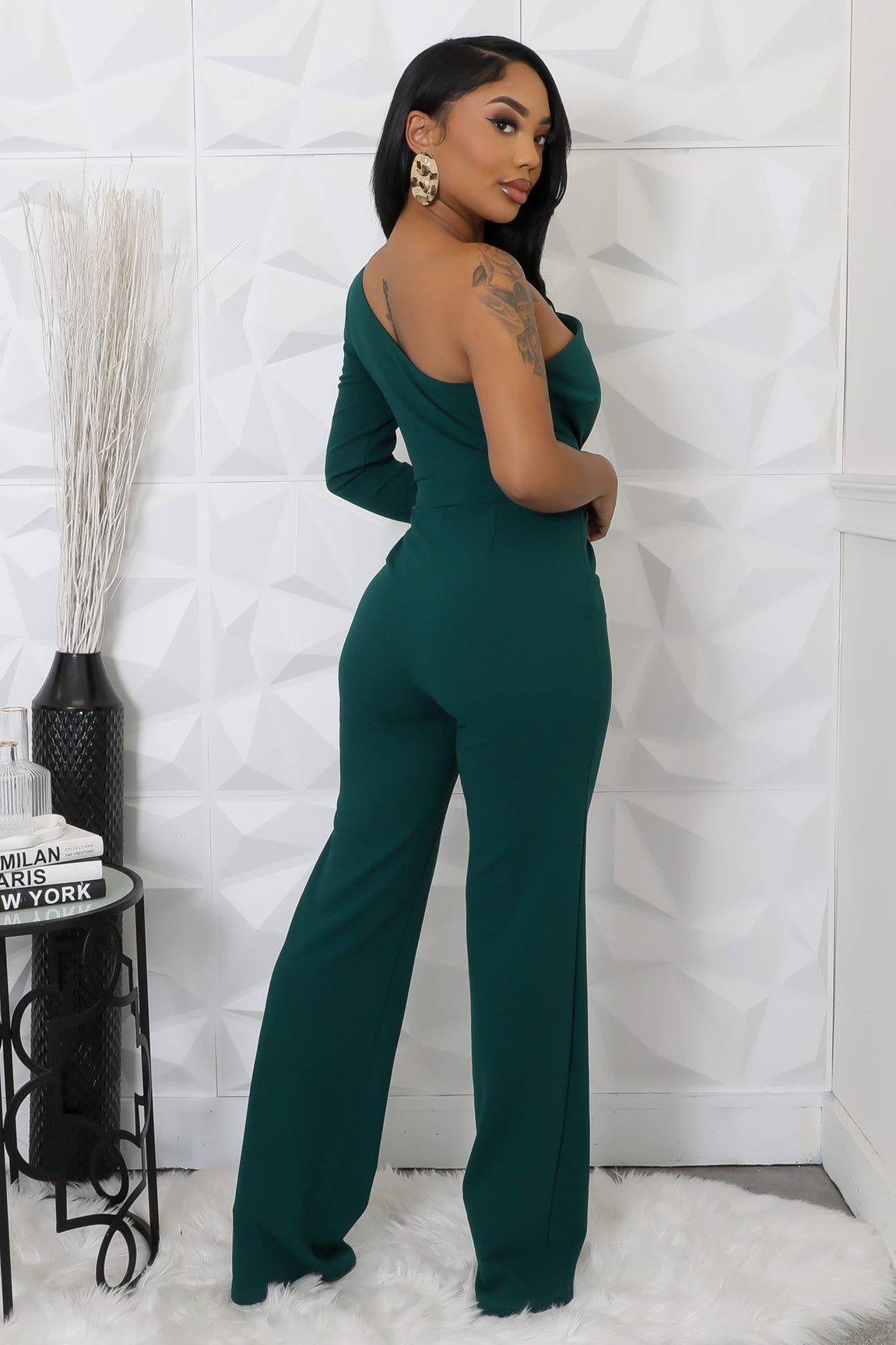 Women Sexy One Shoulder Long Sleeve Jumpsuits
