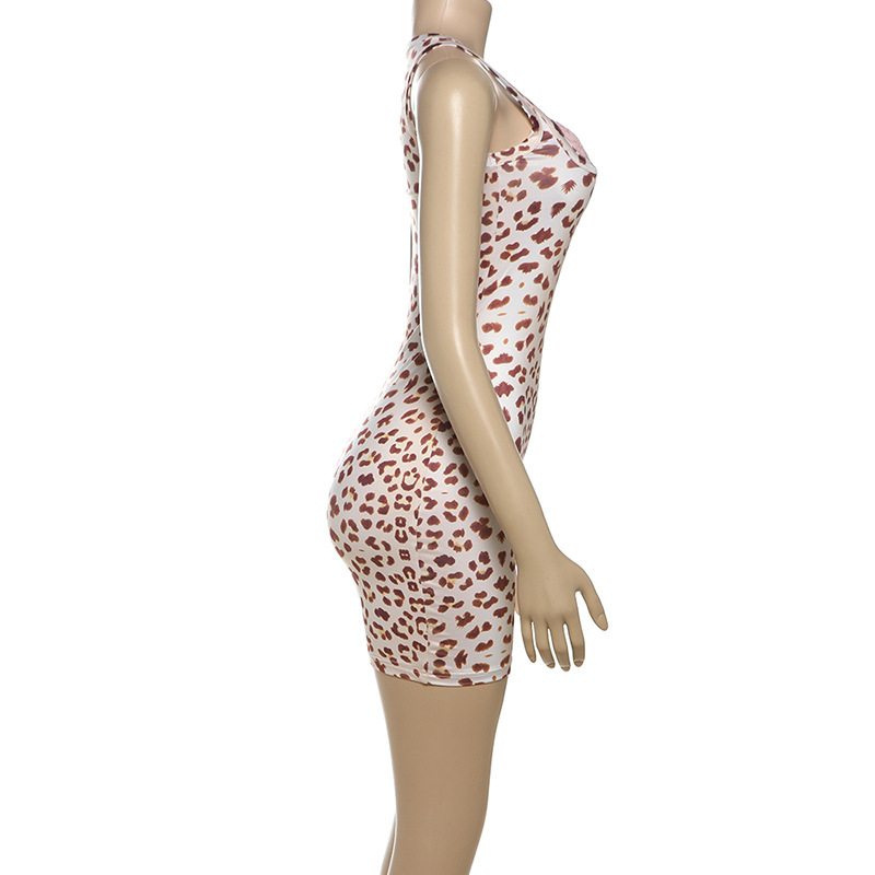 Women's Spring Sexy Lace Patchwork V-Neck Bodycon Leopard Dress