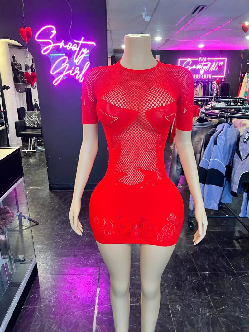 Women See-Through Sexy Fishnet Sexy Bodycon Dress