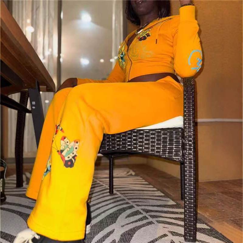 Women's Fashion Print Casual Two Piece Tracksuit Set