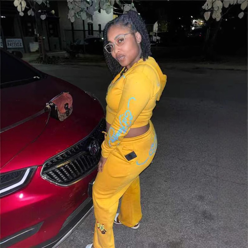 Women's Fashion Print Casual Two Piece Tracksuit Set