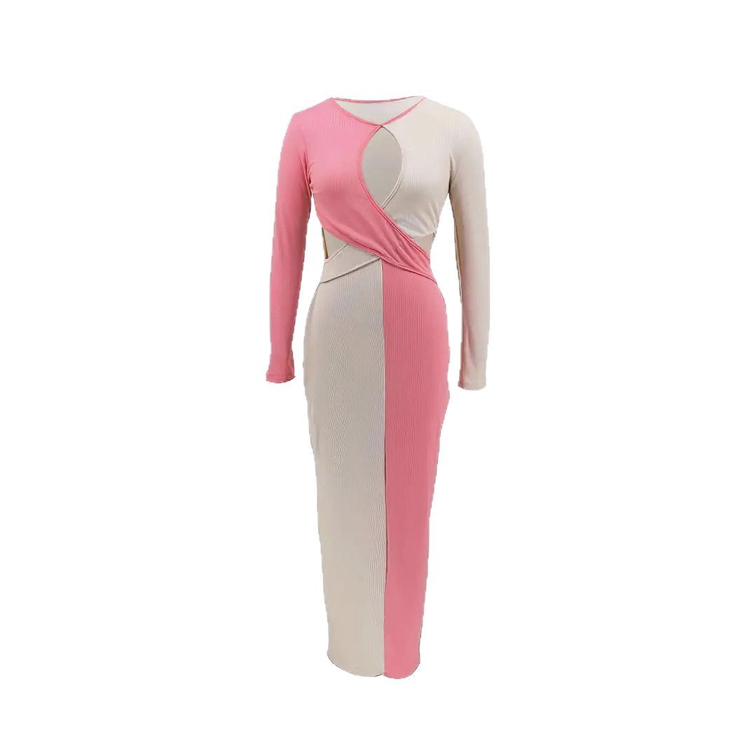 Women Elegant Casual Contrast Sexy Slit Dress