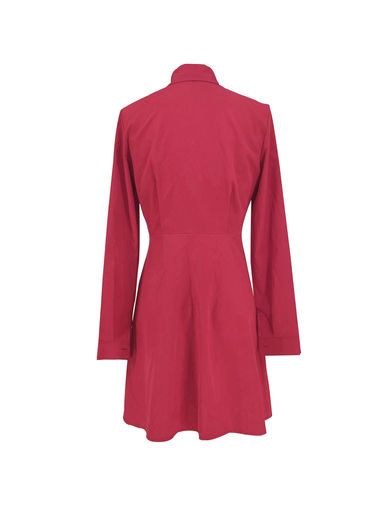 Women Spring Casual Red Long Sleeve Shirt Dress