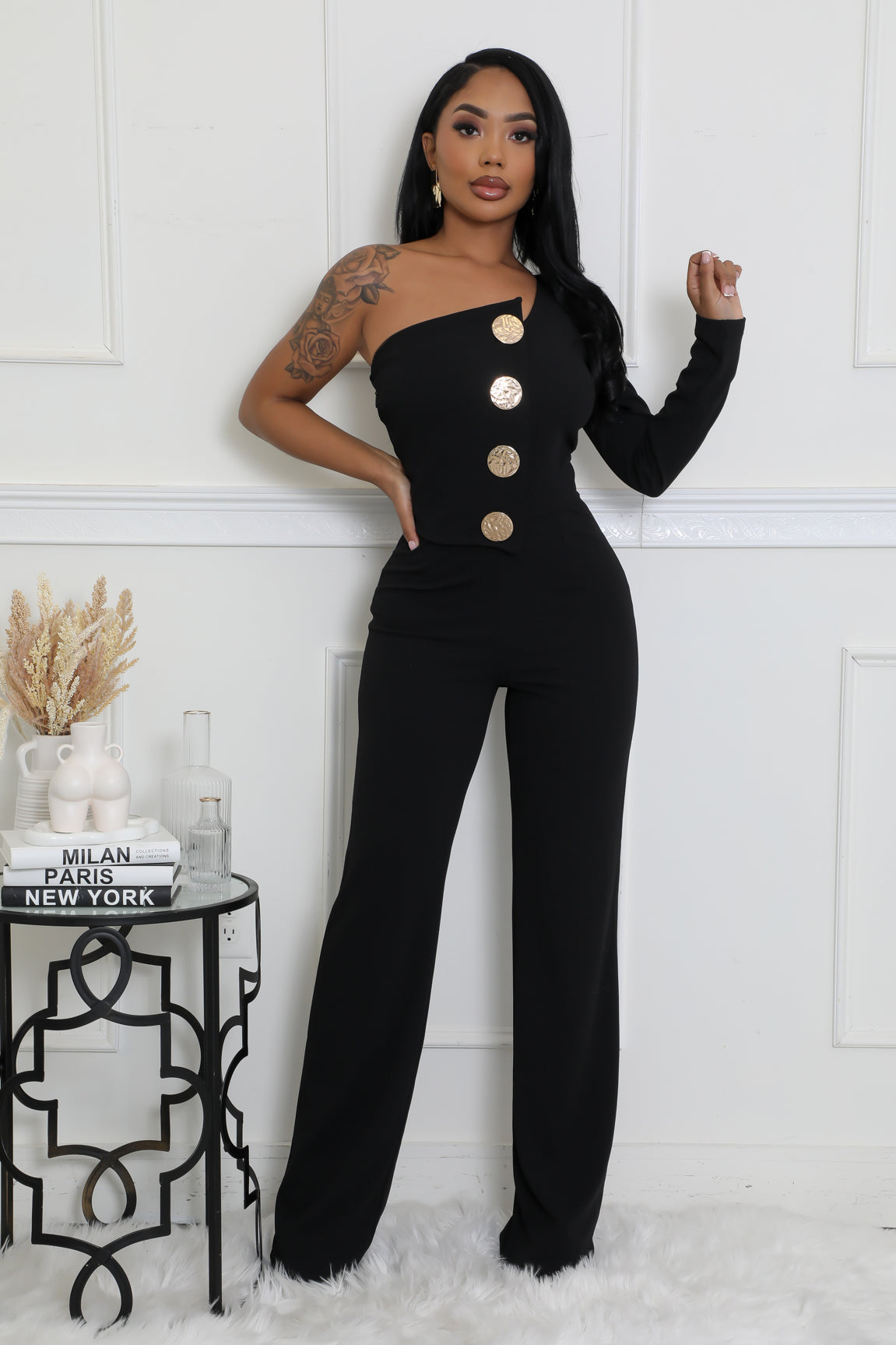 Women Sexy One Shoulder Long Sleeve Jumpsuits