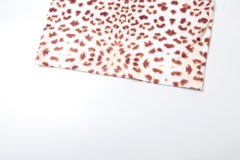 Women's Spring Sexy Lace Patchwork V-Neck Bodycon Leopard Dress