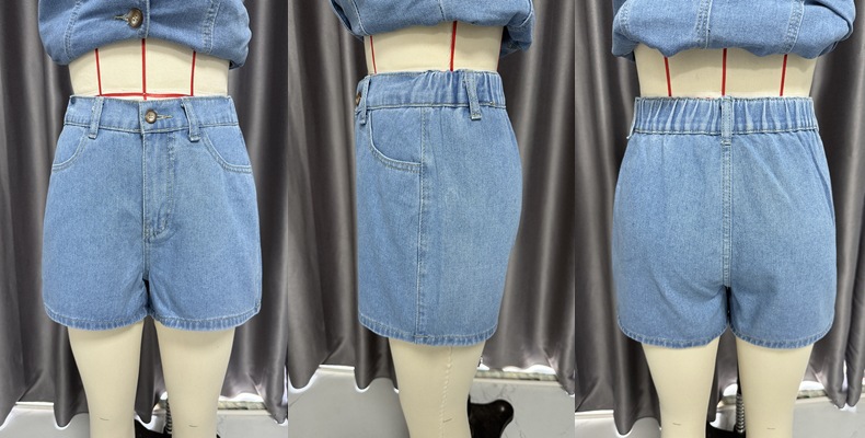 Spring/Summer Fashion Sleeveless Slim Waist Vest High-Waist Loose Denim Shorts Set