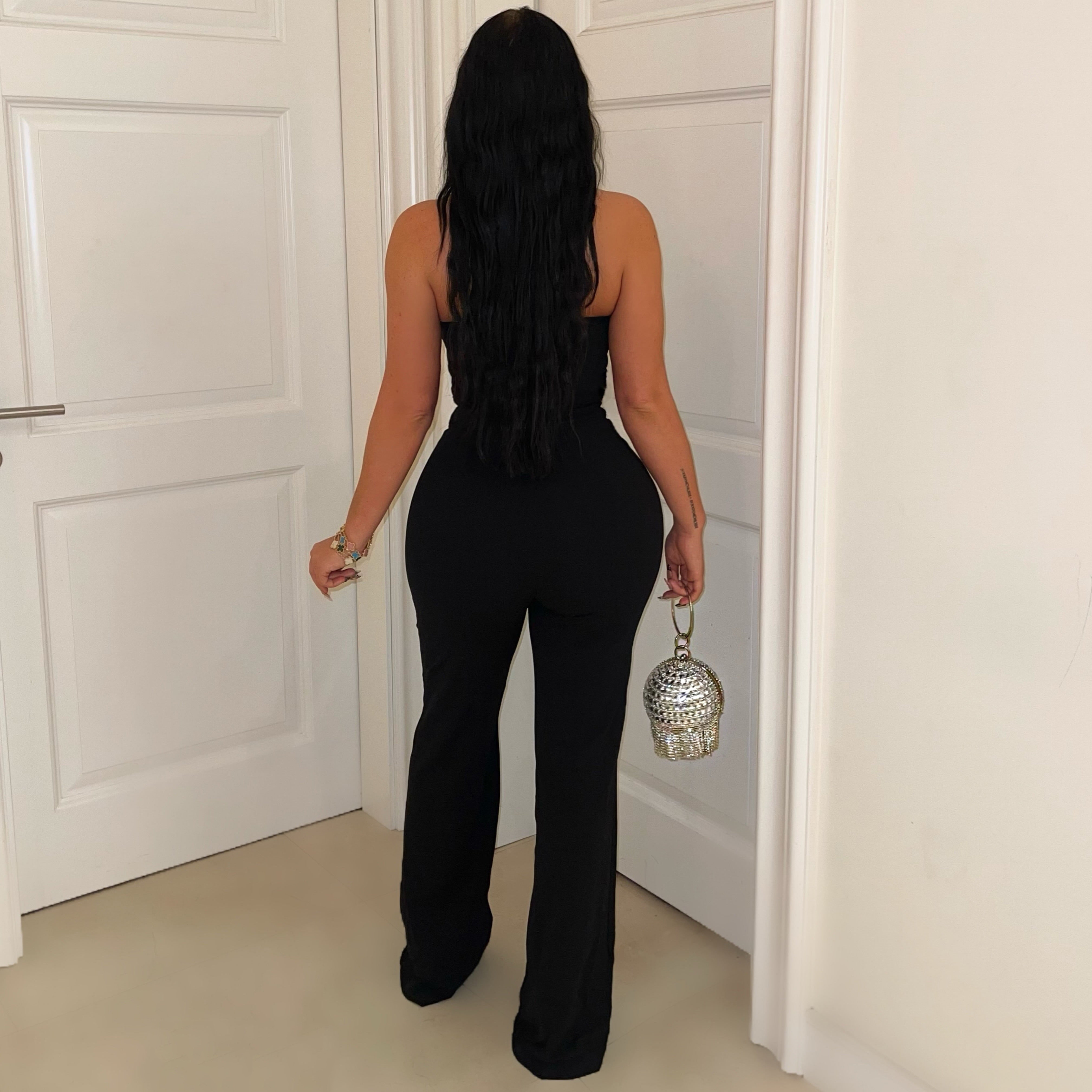 Women Sexy Solid Beaded Sleeveless Jumpsuits