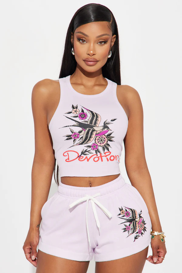 Print Camisole and Casual Shorts Set