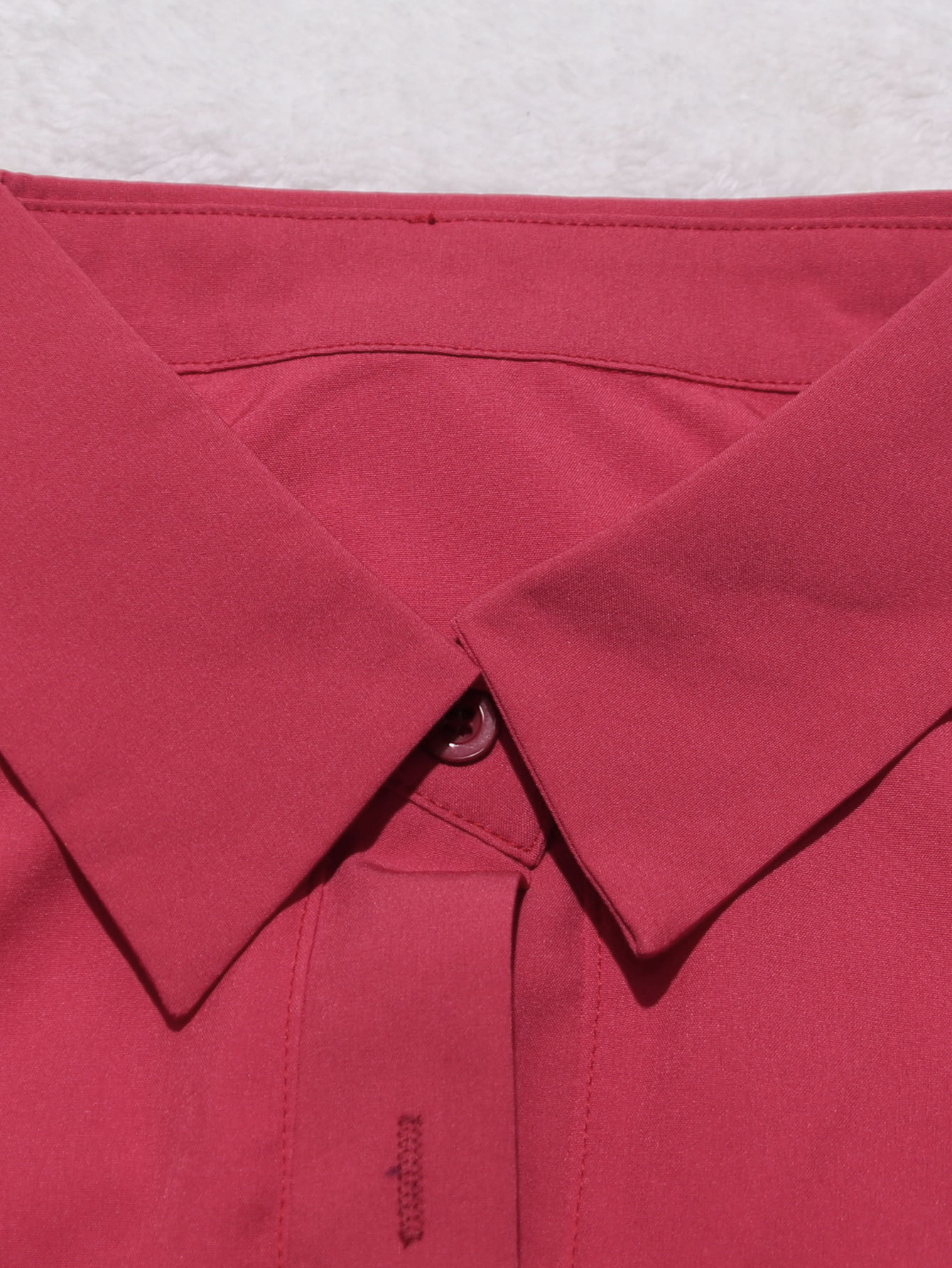 Women Spring Casual Red Long Sleeve Shirt Dress