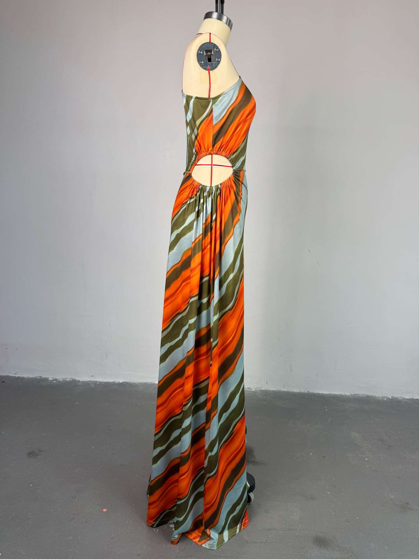 Women Spring Striped Slash Shoulder Dress