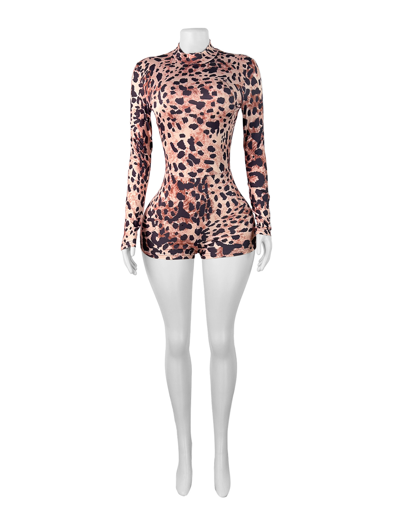 Women Leopard Zipper Print Jumpsuit