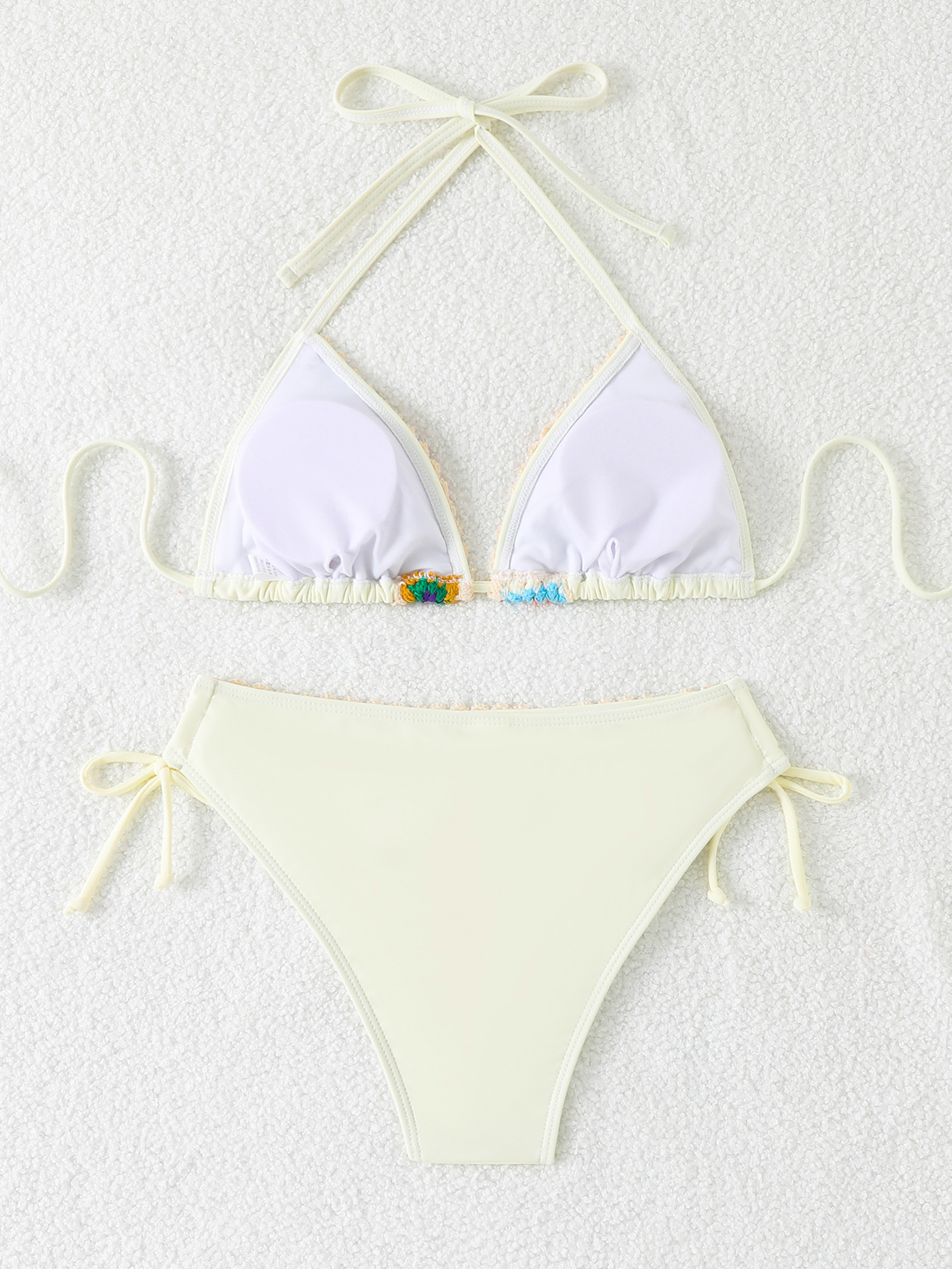 Bikini Set Embroidered Halter Tie-Back Swimsuit for Women