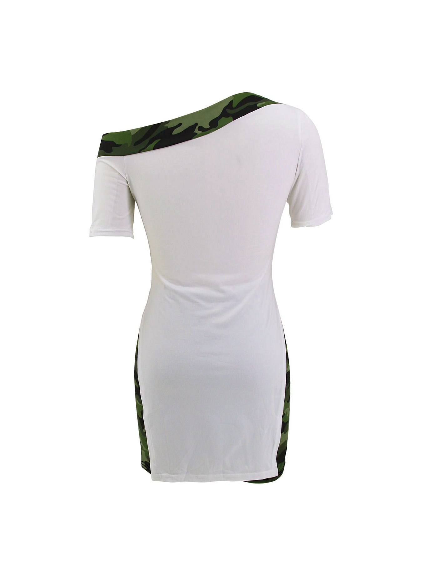 Women Camouflage Off Shoulder T-Shirt Shorts Two Piece Set