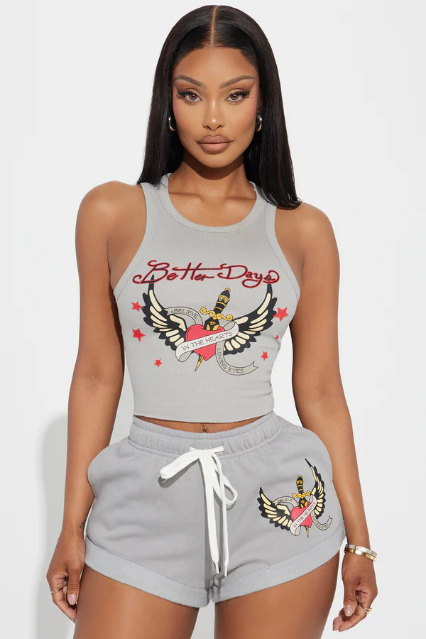 Print Camisole and Shorts Set