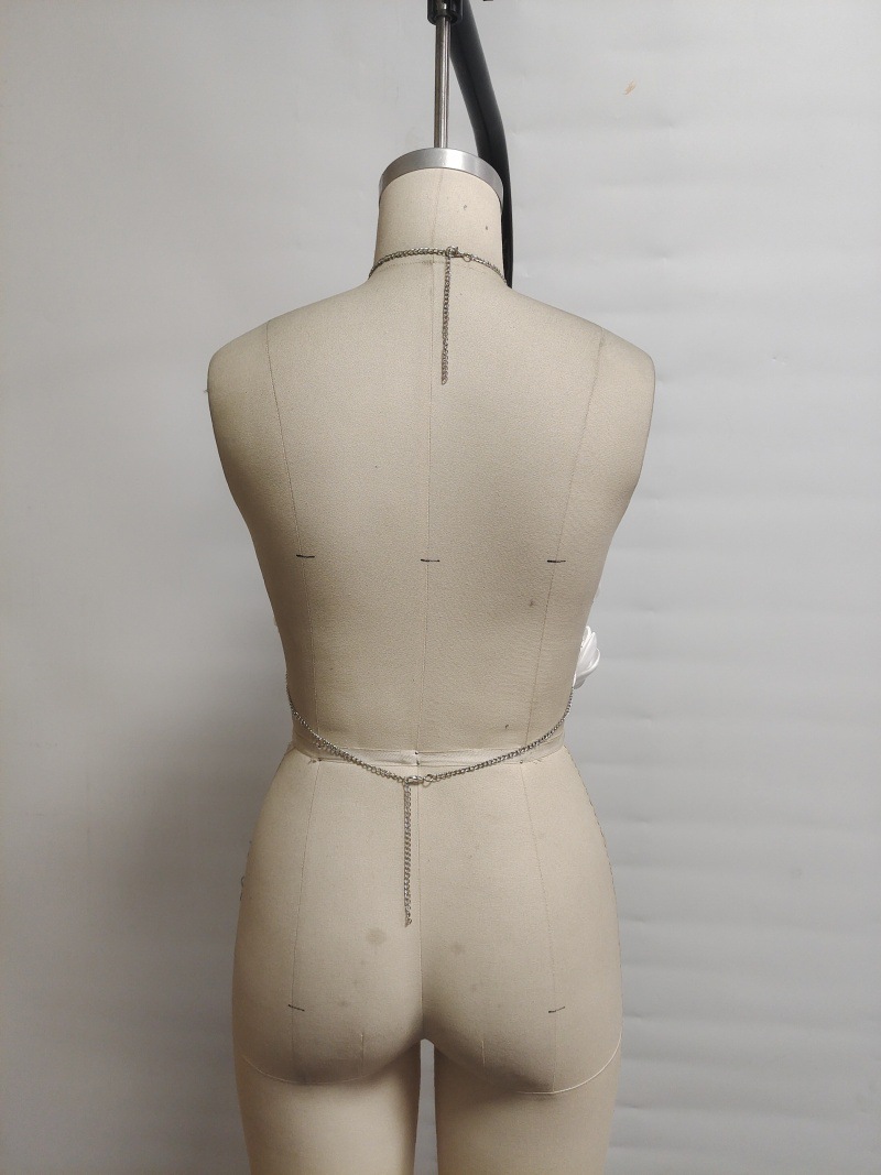 Women's Sexy Metallic Sequin Top White Floral Camisole