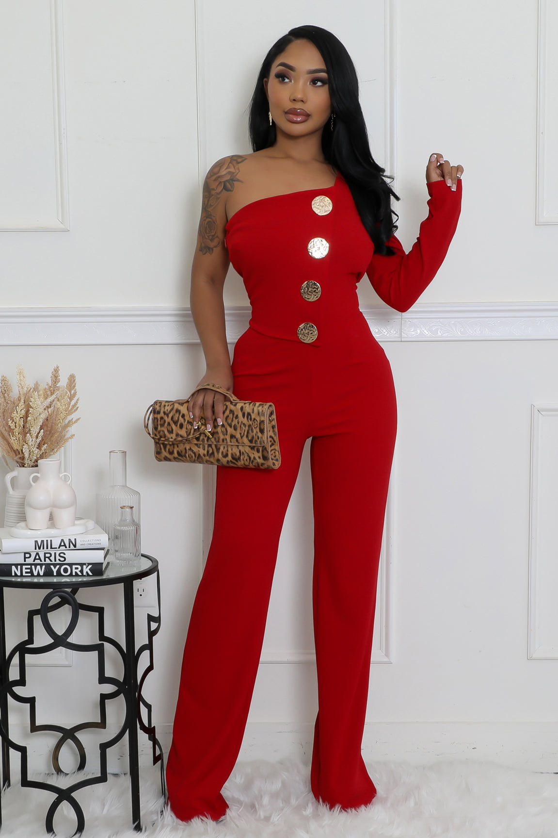 Women Sexy One Shoulder Long Sleeve Jumpsuits