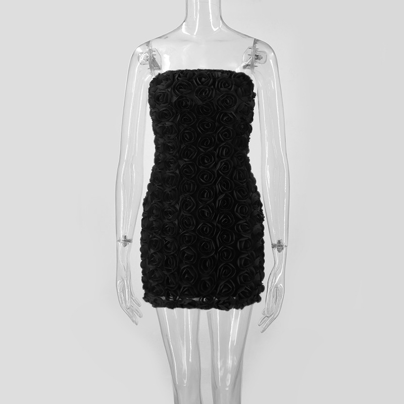 Women Sexy Floral Strapless Bodycon Dress