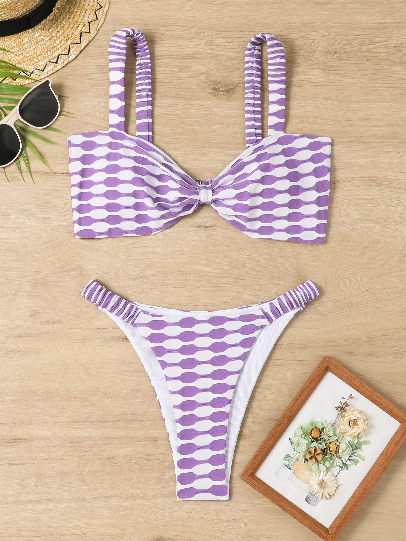 Sexy Striped Two-Piece Bikini Swimsuit for Women