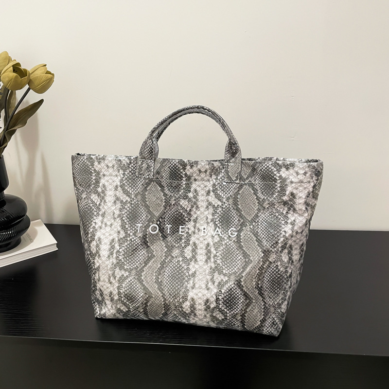 Women Trendy Tote Spring Handbag Snakeskin Shoulder Bag
