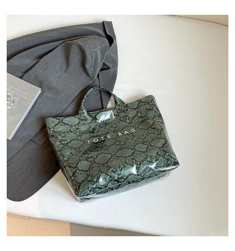 Women Trendy Tote Spring Handbag Snakeskin Shoulder Bag