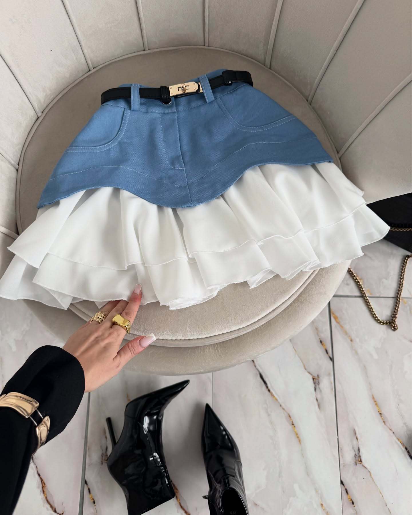 Women Summer Ruffles Cascading Ruffles Skirt