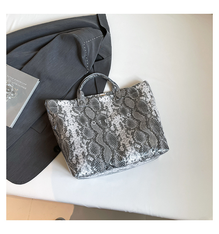 Women Trendy Tote Spring Handbag Snakeskin Shoulder Bag