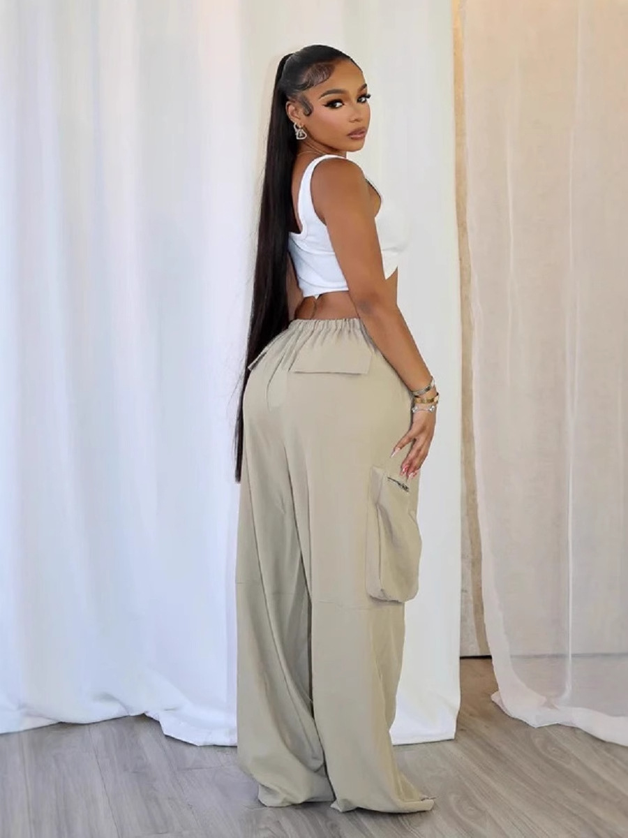 Women Street Casual Zipper Slit Cargo Pants