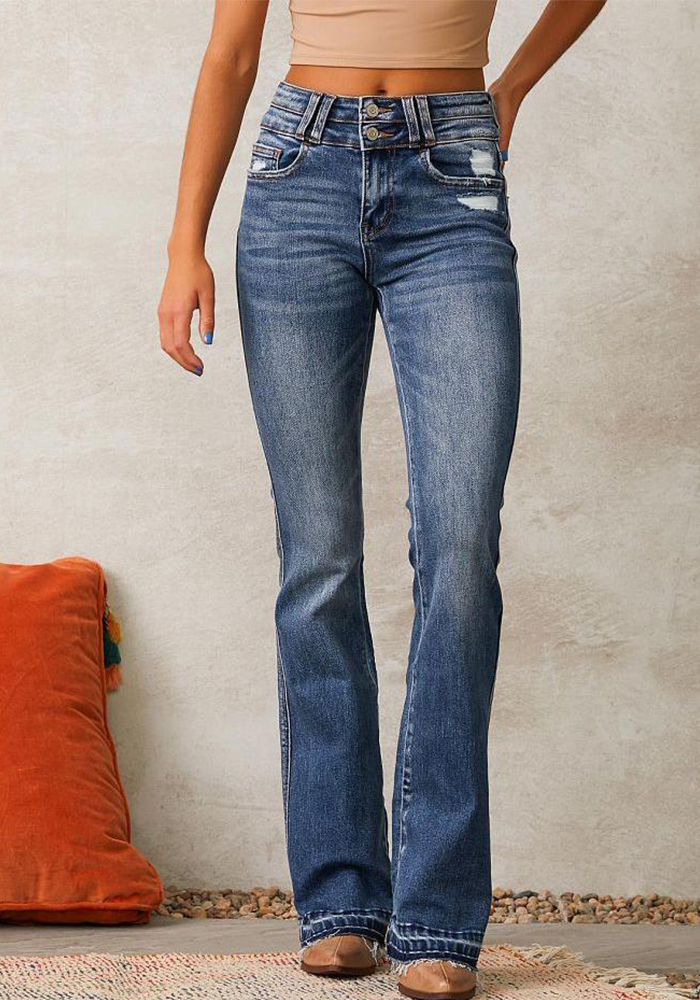 Spring Washed Ripped Denim Pants