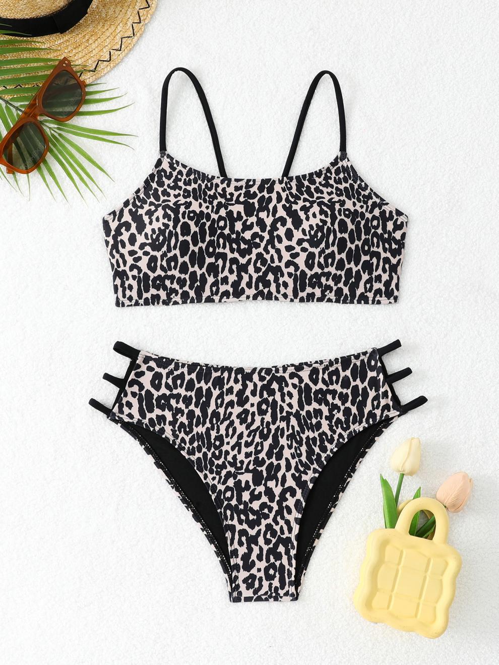 Sexy Leopard Print Two-Piece Bikini Swimsuit for Women