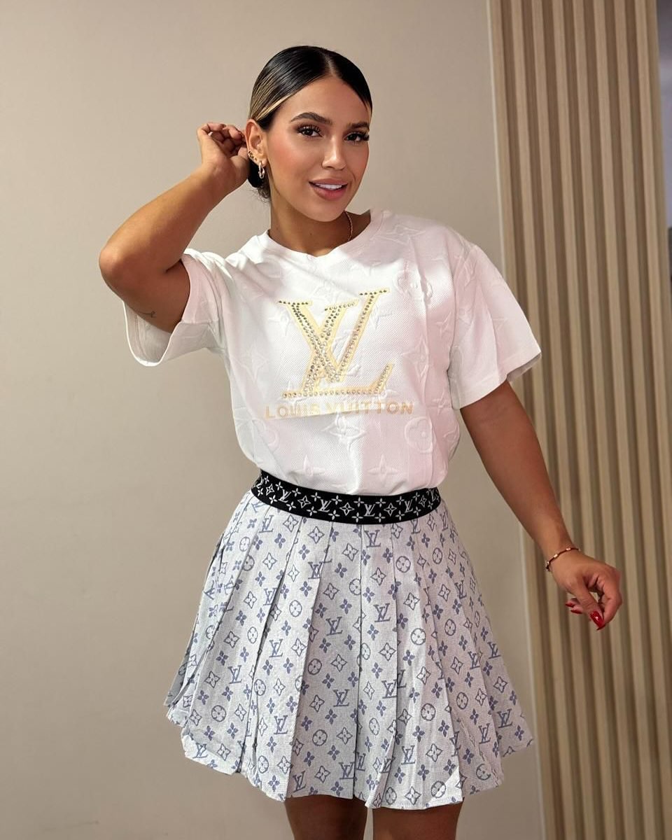 Women Print Short Sleeve  Top and Skirt Two Piece Set