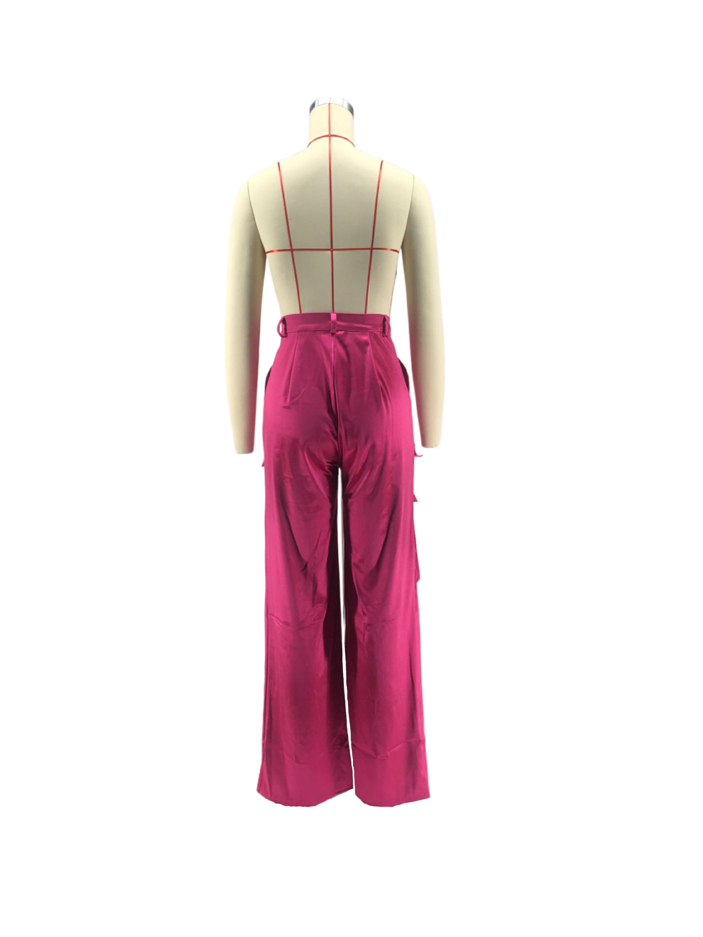 Women Casual Zipper Solid Pocket Zipper Trousers