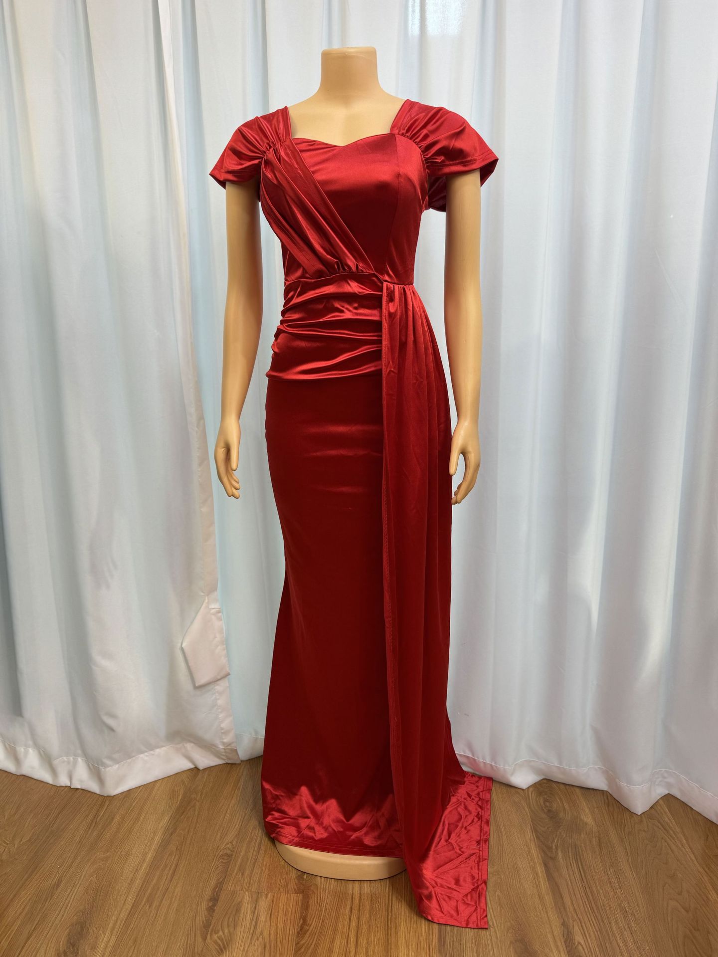 Solid Color Sexy Low-Back Slim Asymmetrical Long Dress