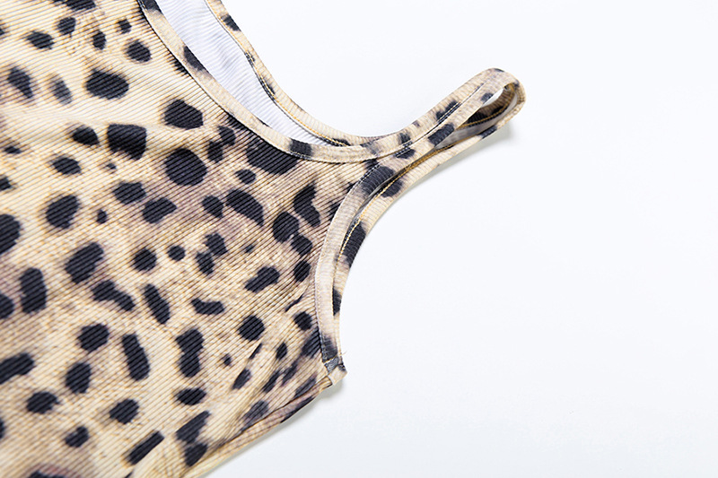 Women's Spring Leopard Print Slim Fitted Camisole and Casual Shorts Set