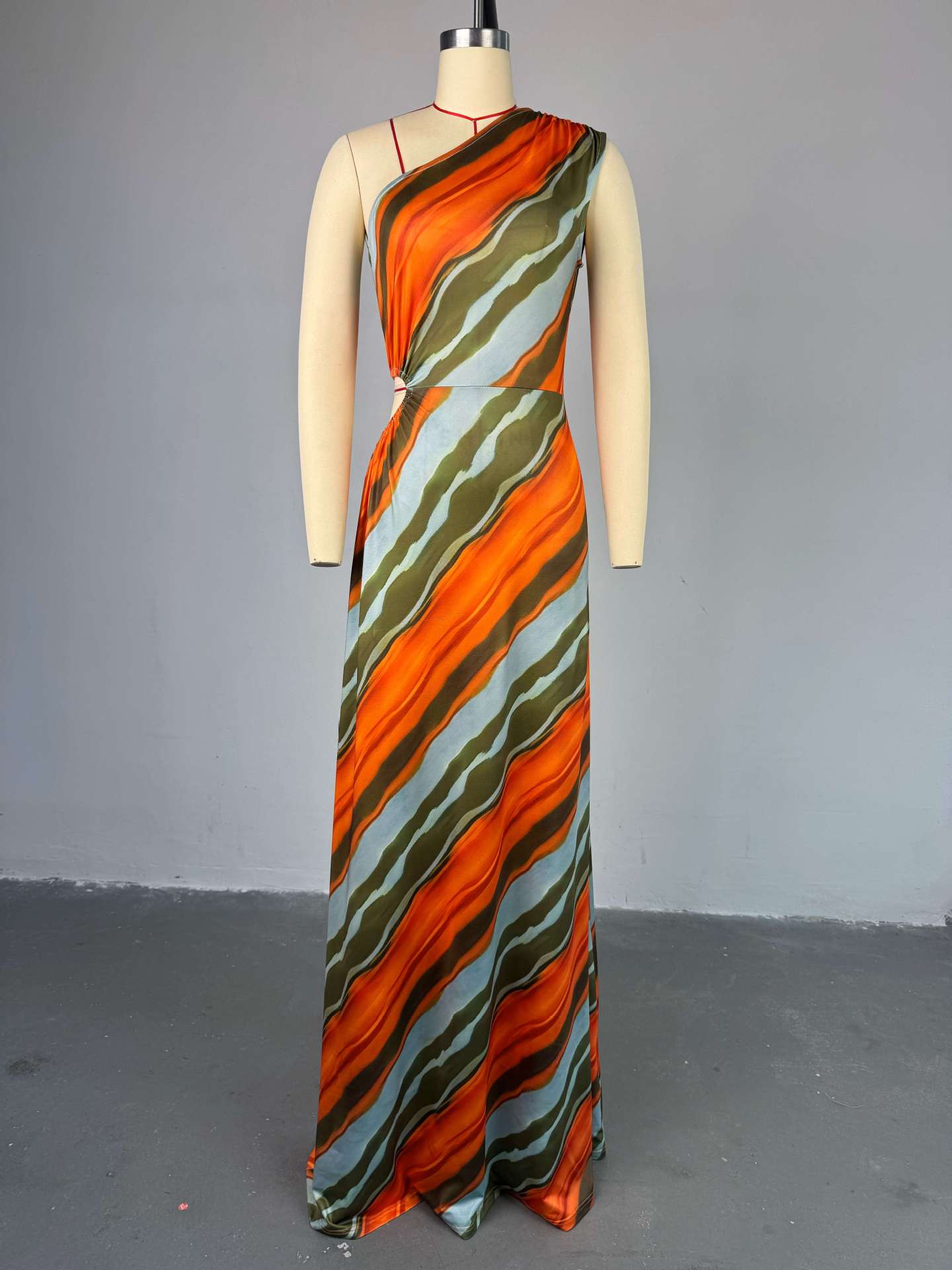 Women Spring Striped Slash Shoulder Dress