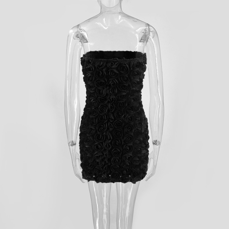 Women Sexy Floral Strapless Bodycon Dress