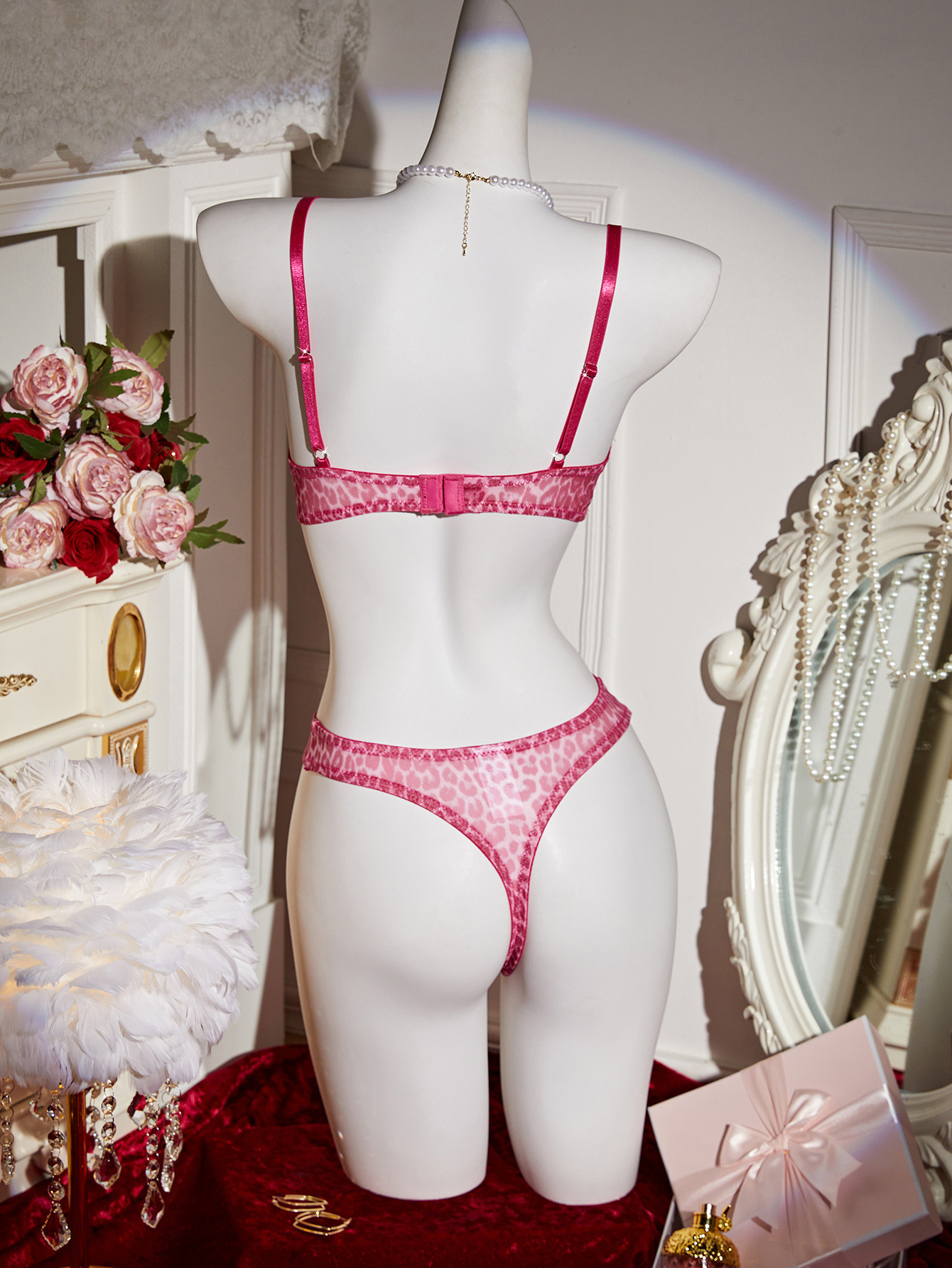 Sexy Lingerie Leopard Bra and Thong Two-Piece Set