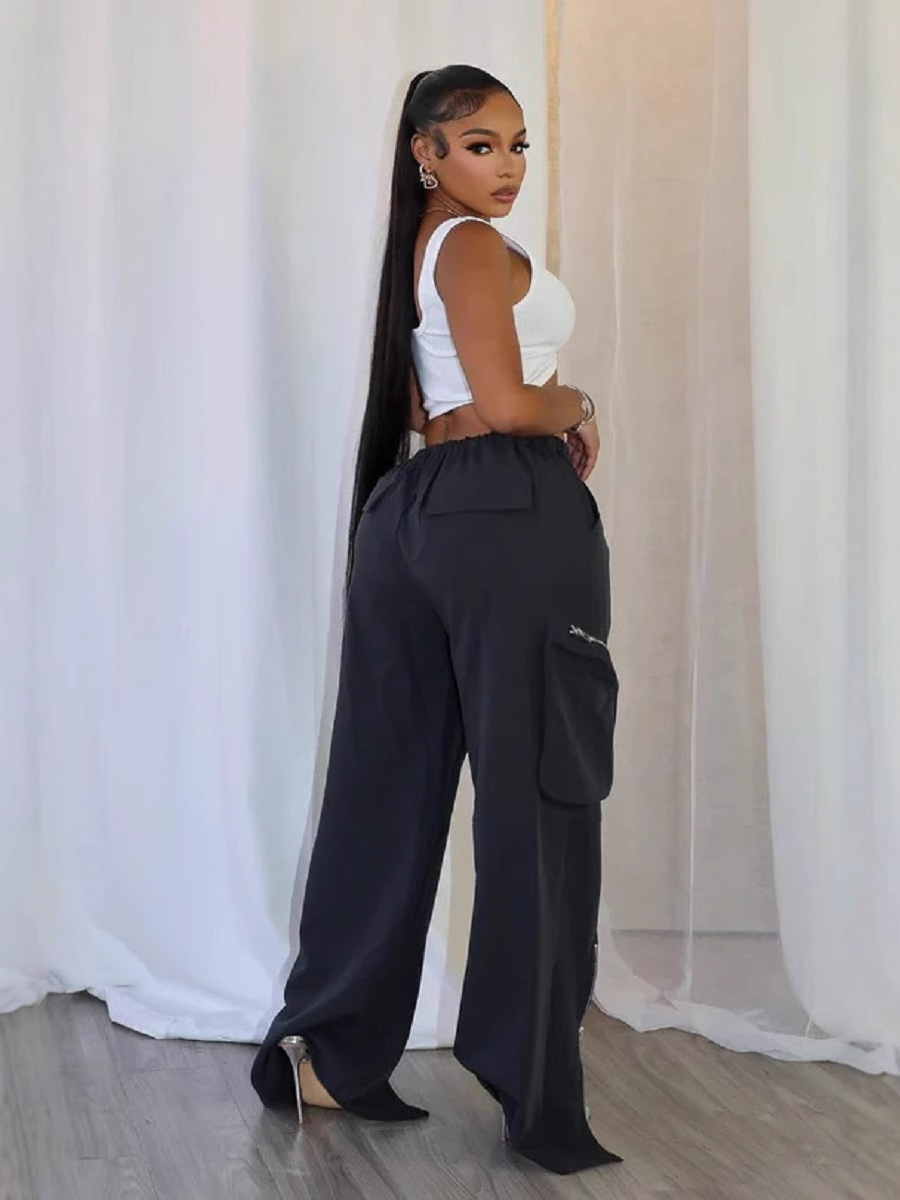 Women Street Casual Zipper Slit Cargo Pants