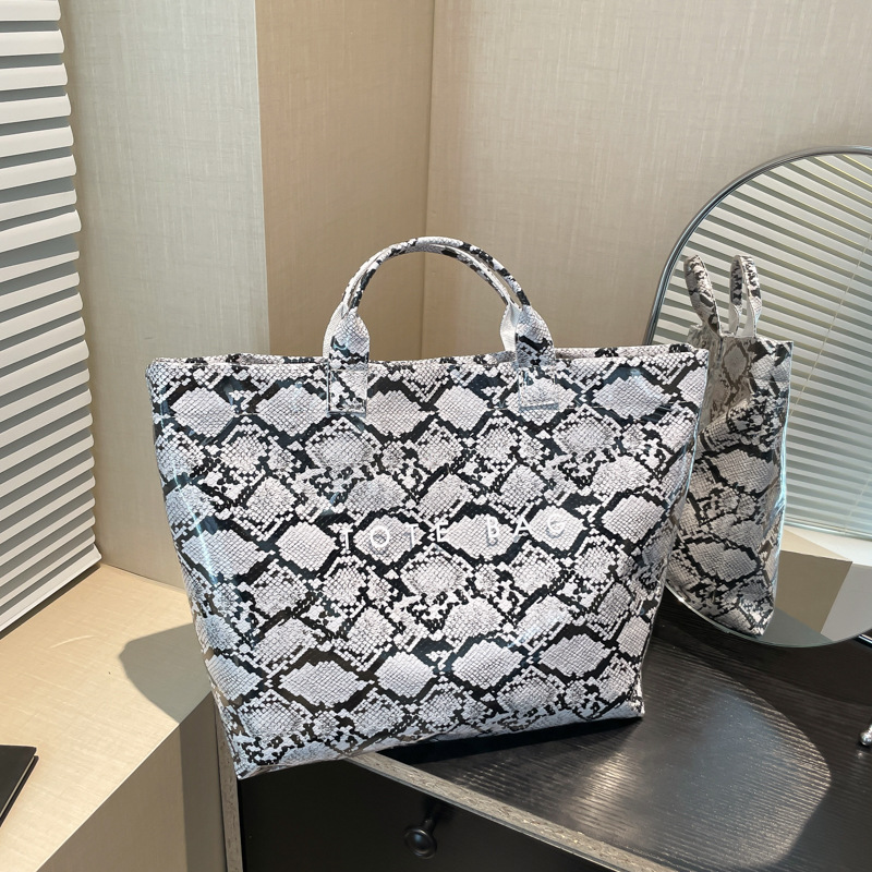 Women Trendy Tote Spring Handbag Snakeskin Shoulder Bag