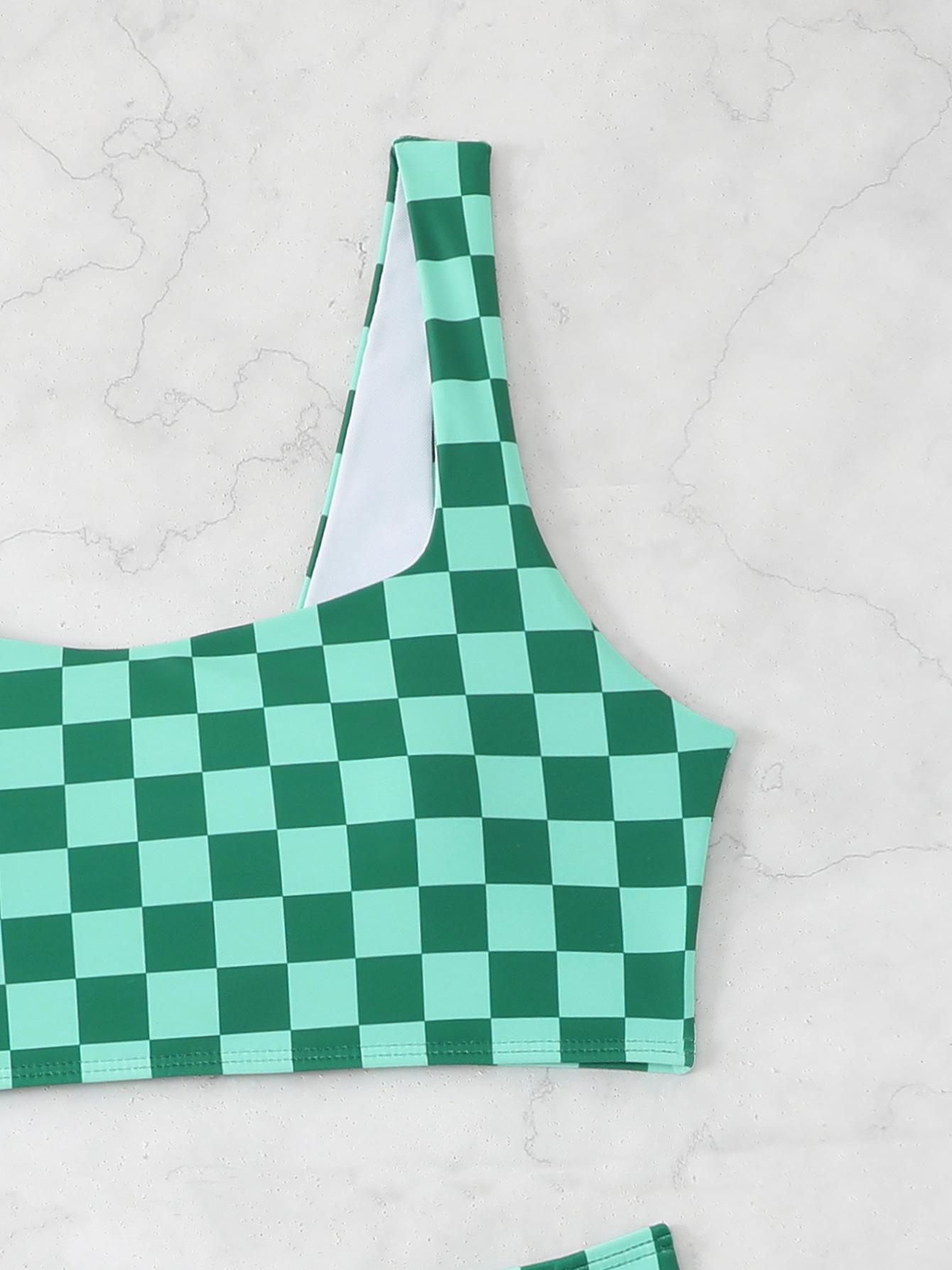 Checkered High-Waist Bikini Two-Piece Sport Swimsuit