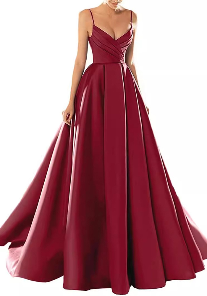Women French Velvet Sequined Sexy V-Neck Strapless Evening Dress