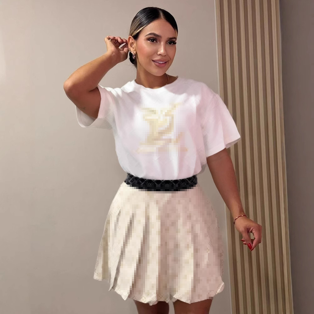 Women Print Short Sleeve  Top and Skirt Two Piece Set