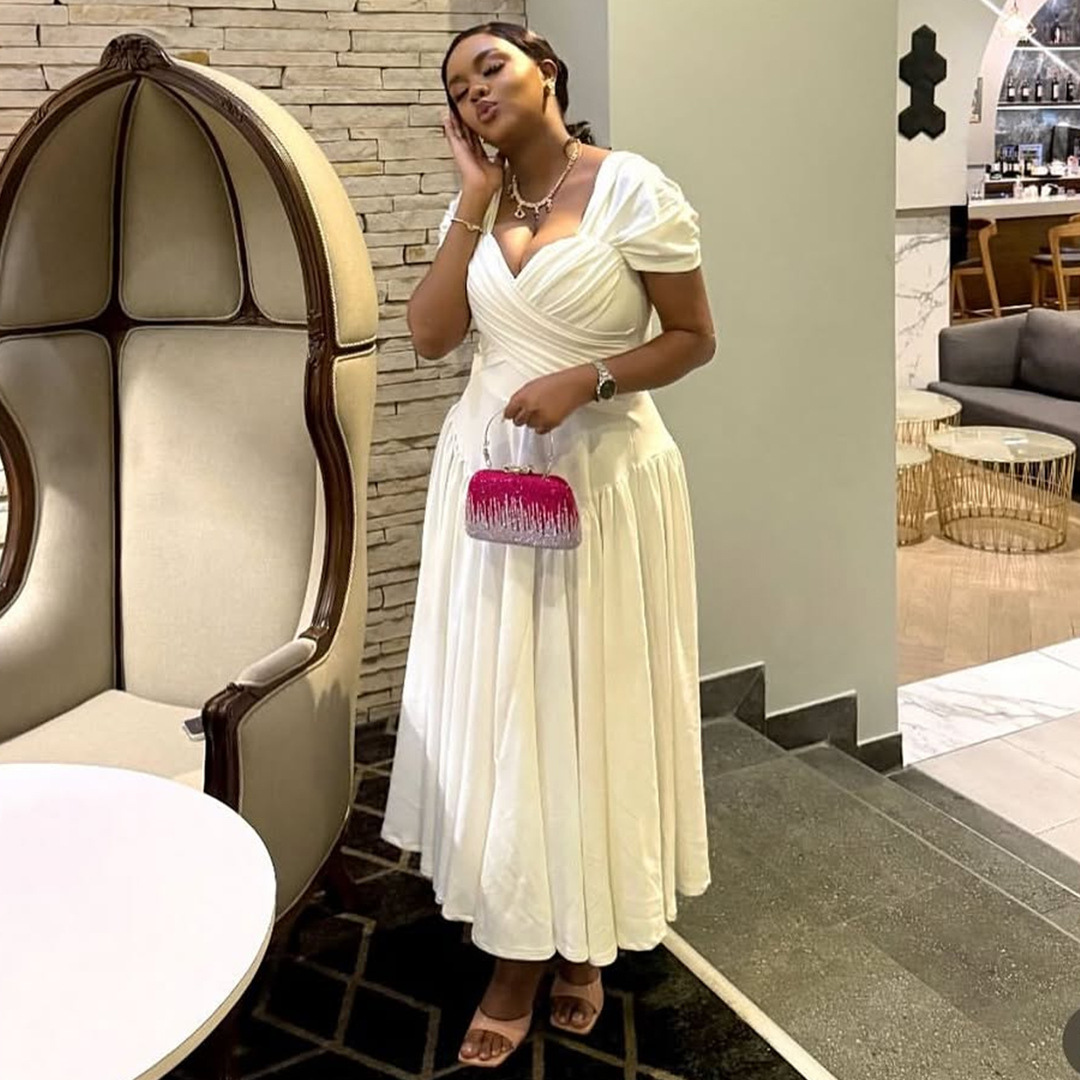 Plus Size Women's Fashion Elegant Square Neck Slim Waist A-line Long Dress